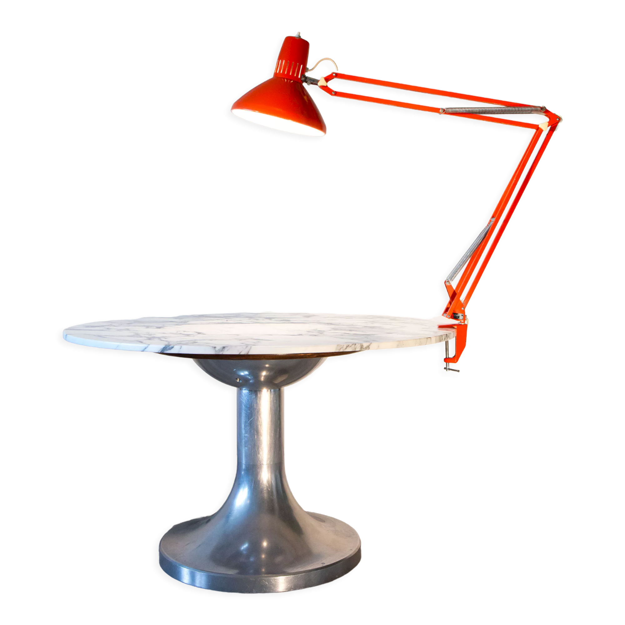 Lampe d'architecte Ledu orange, France 1970
