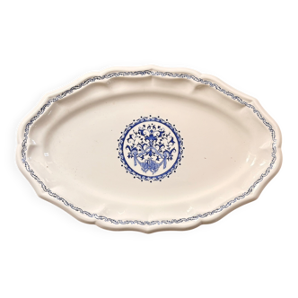 Old Dish Basket Vegetable Dish Earthenware Gien Rouen Renaissance Blue Model