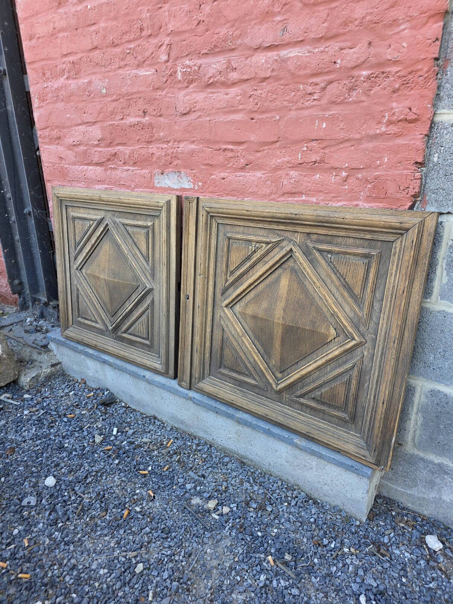 Pair of old solid oak doors
