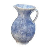 Pitcher in blue speckled terracotta signed made in Malaye numbered vintage.very good condition.