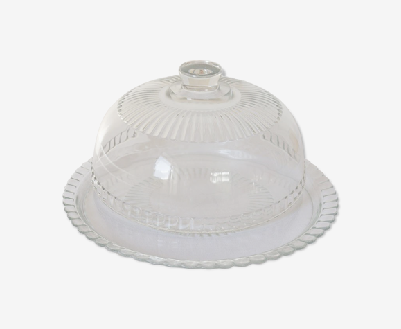 Assiette et cloche de présentation en verre arcoroc