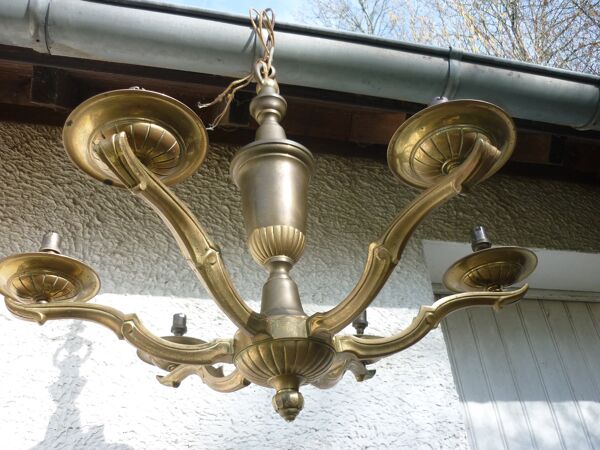 Lustre ancien en cuivre et laiton