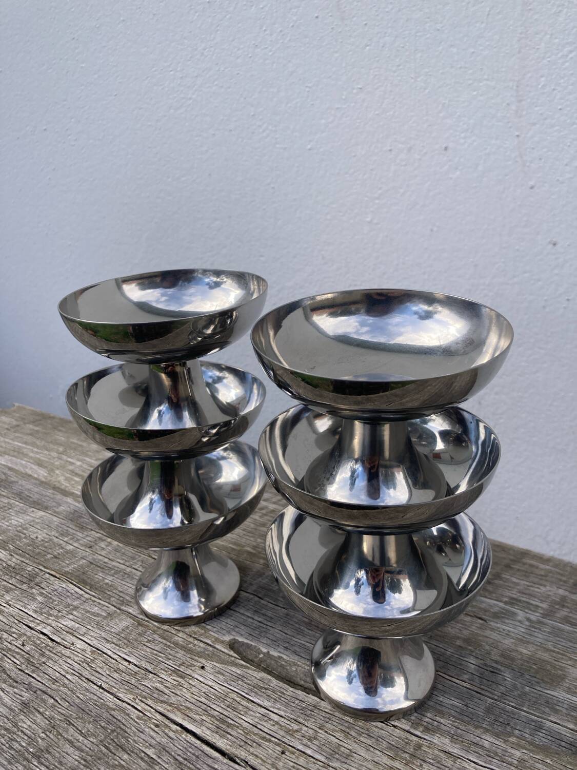 6 Italian stainless steel bowls
