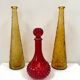 Carafe en verre d'Empoli ambré, Italie années 60