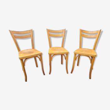 Trio of Baumann wooden bistro chairs