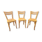 Trio de chaises de bistrot Baumann en bois