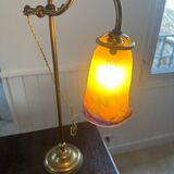 Art Deco desk lamp in brass and glass paste "Muller Frères"