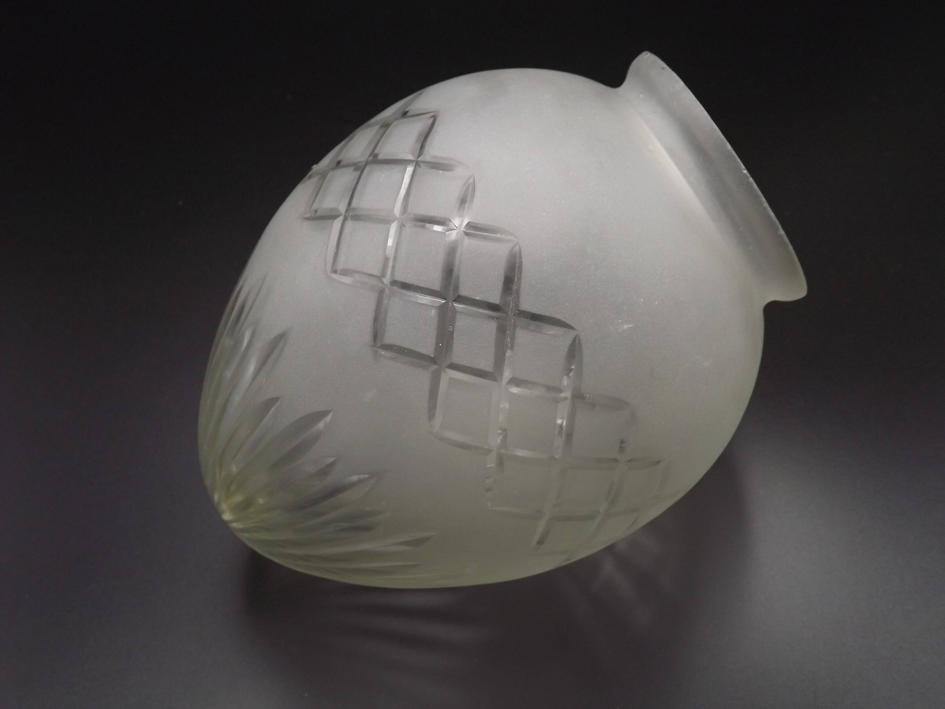 French Art Deco Opaque Cut Glass Shade • Vintage Lamp Shade Replacement
