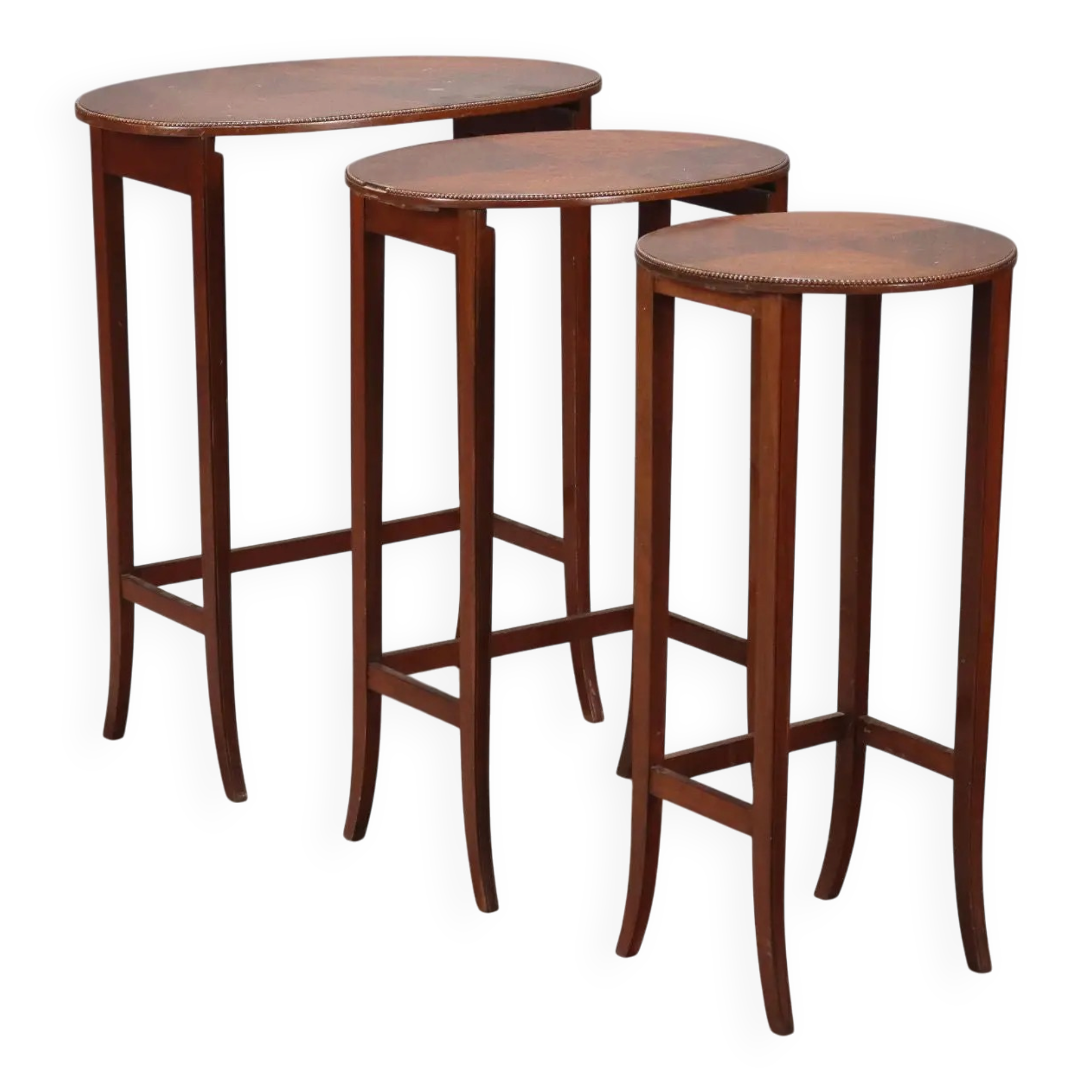 Antique mahogany coffee tables, carved frame, 19th century.