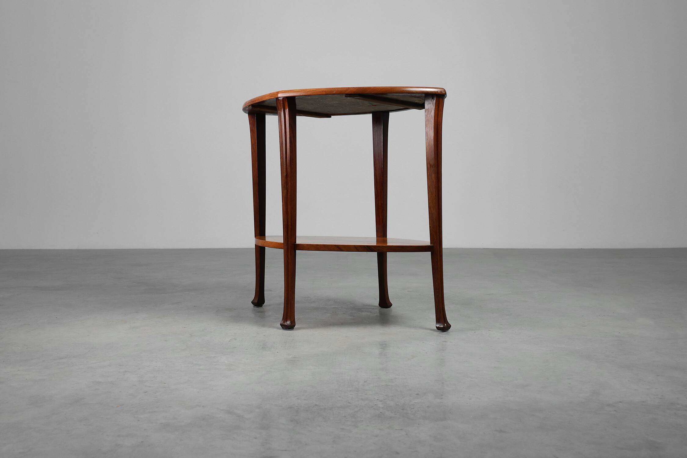 Art Nouveau Side Table in Walnut and Marble, France ca. 1915