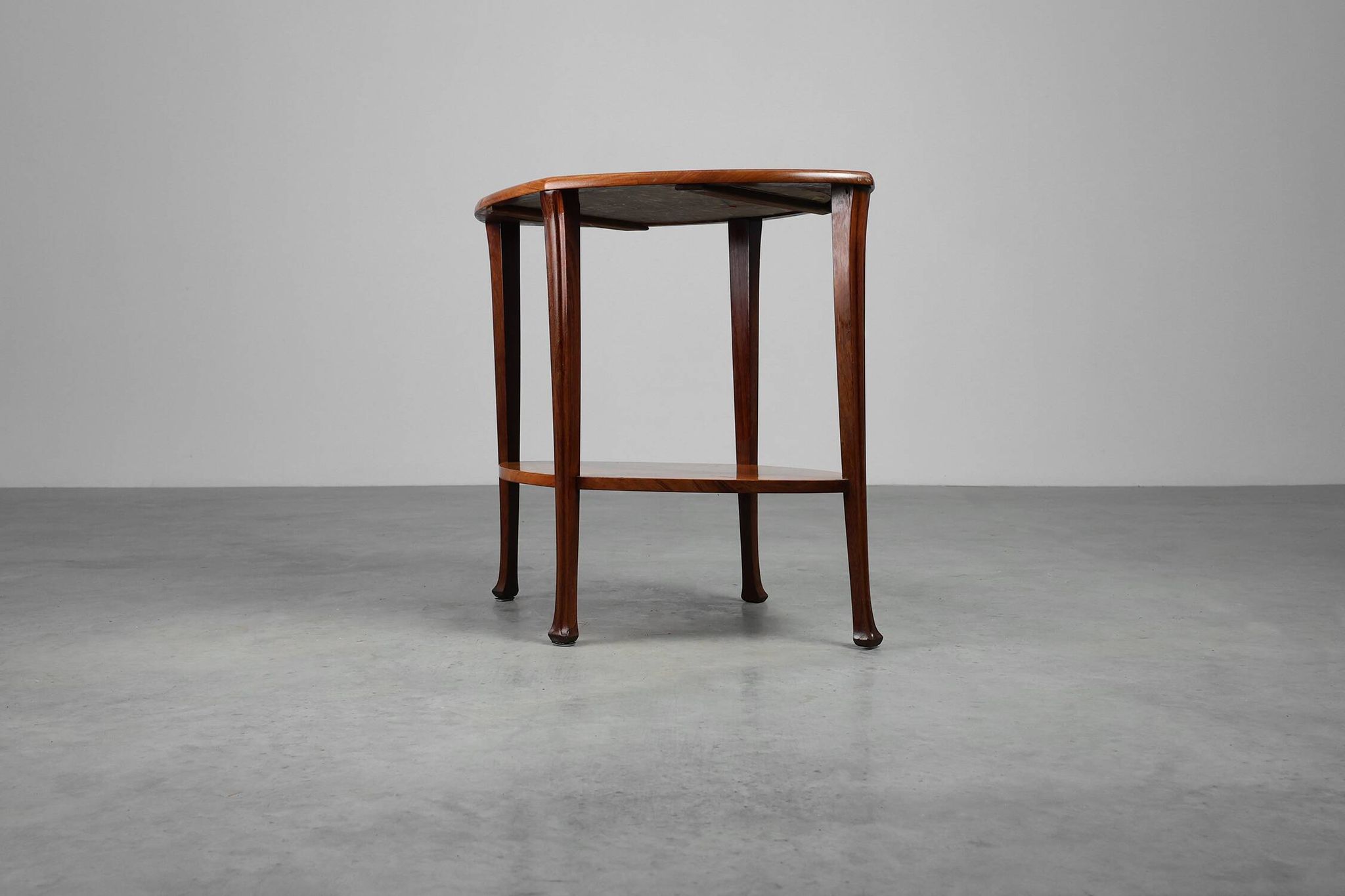 Art Nouveau Side Table in Walnut and Marble, France ca. 1915