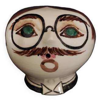 Vintage ceramic man head tealight holder
