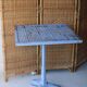 Old bistro table in cast iron and perforated metal, SIGHE Jeune Toulo