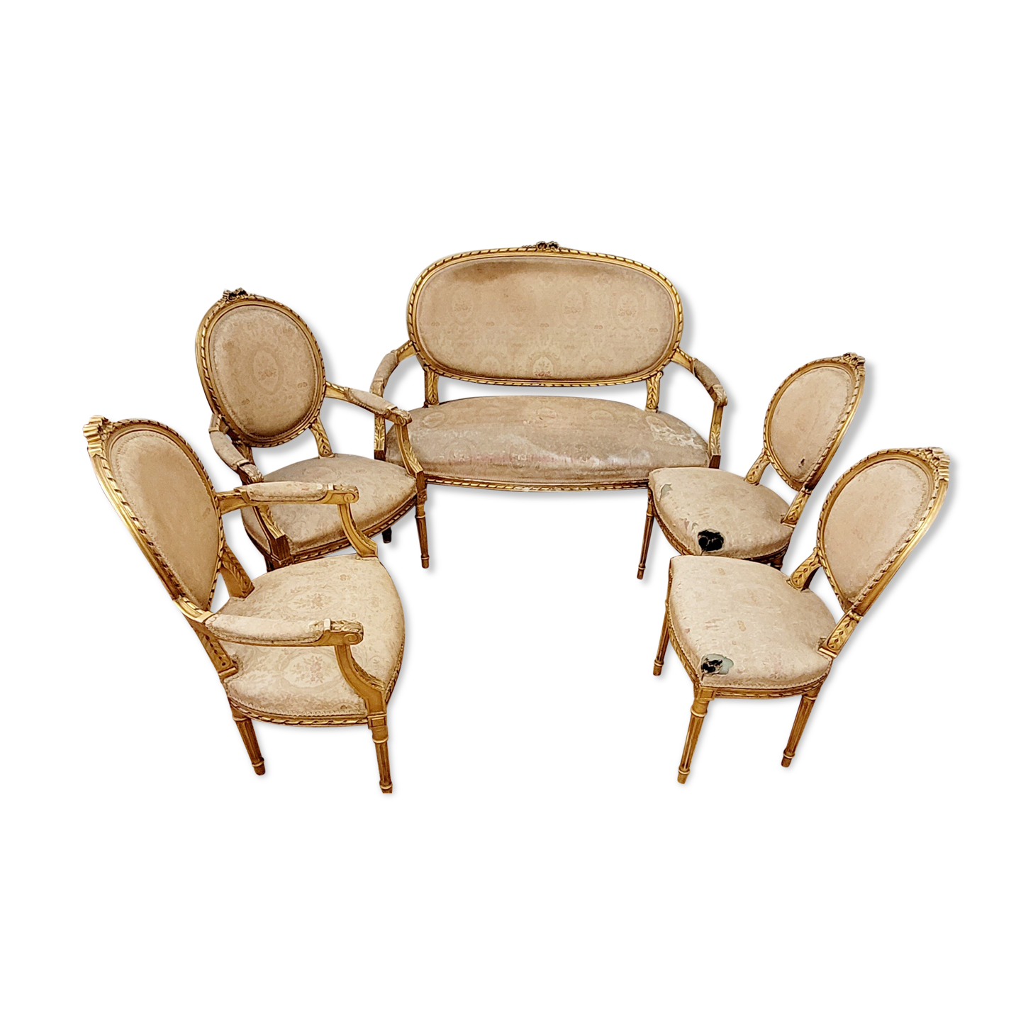 Louis XVI style living room in gilded wood