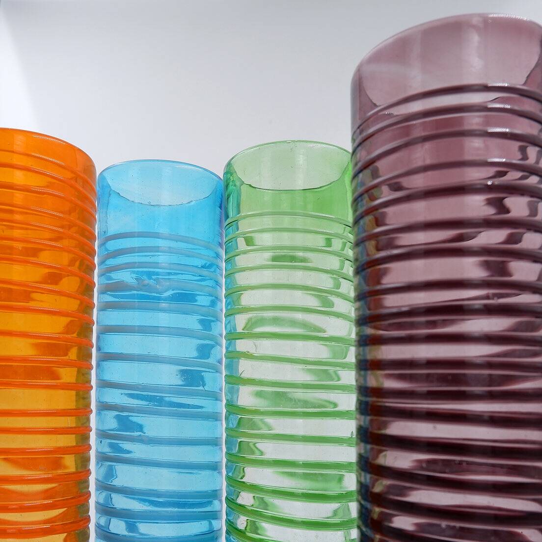 Set of four large spiral vases - Murano glass