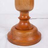 Pair of turned wooden floor lamps in Art Deco style, France, mid-20th century.