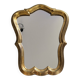 Miroir doré style baroque – patine ancienne – 37 x 30 cm