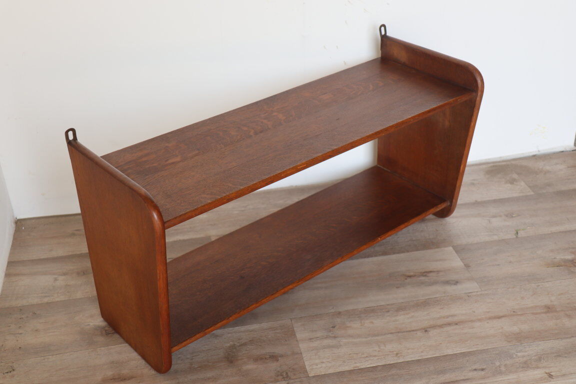 Vintage solid oak wall shelf, 1950