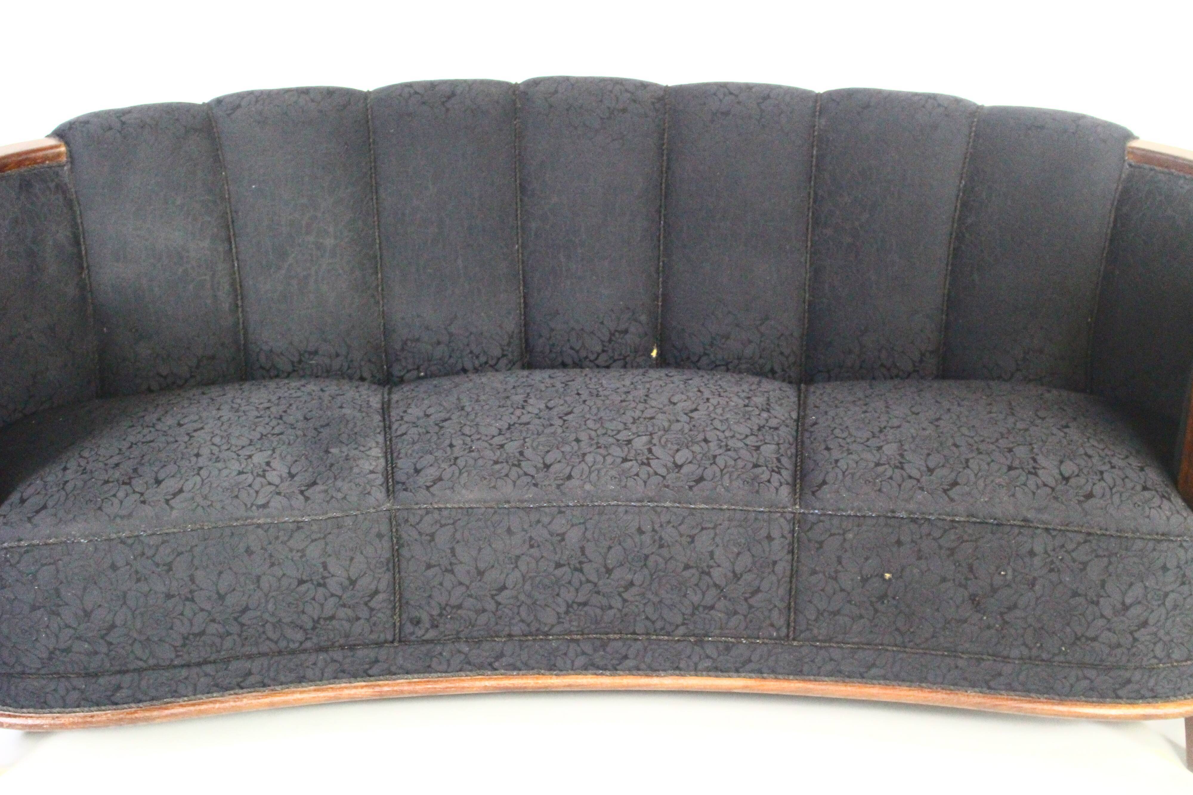 1930s Art Deco Curved Banana Sofa