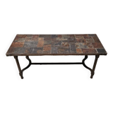 Vintage table basse fer forge et ardoise