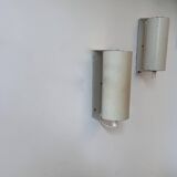 Pair of vintage adjustable wall lights, white metal, Sweden 1970
