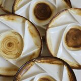 Assiettes divisées en grès vintage Français peint à la main « Longchamp »