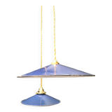 Blue enameled sheet metal pendant lights