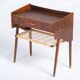 Side Table in Rosewood with Drawer and Rattan Shelf, Denmark, 1960s