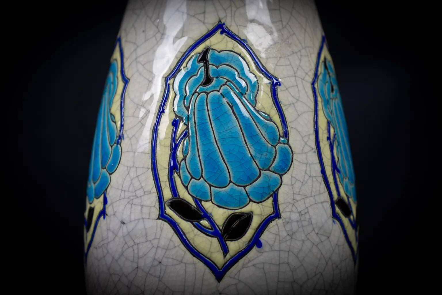 Art Deco vase in crackled earthenware, M. Dufrêne, Boch Keramis La Maîtrise