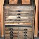 Antique wooden printer's cabinet commode printing desk drawers with locker - craft furniture