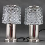 1970s Pair of Nightstands Glass Lamps by Kamenicky Senov, Czechoslovakia