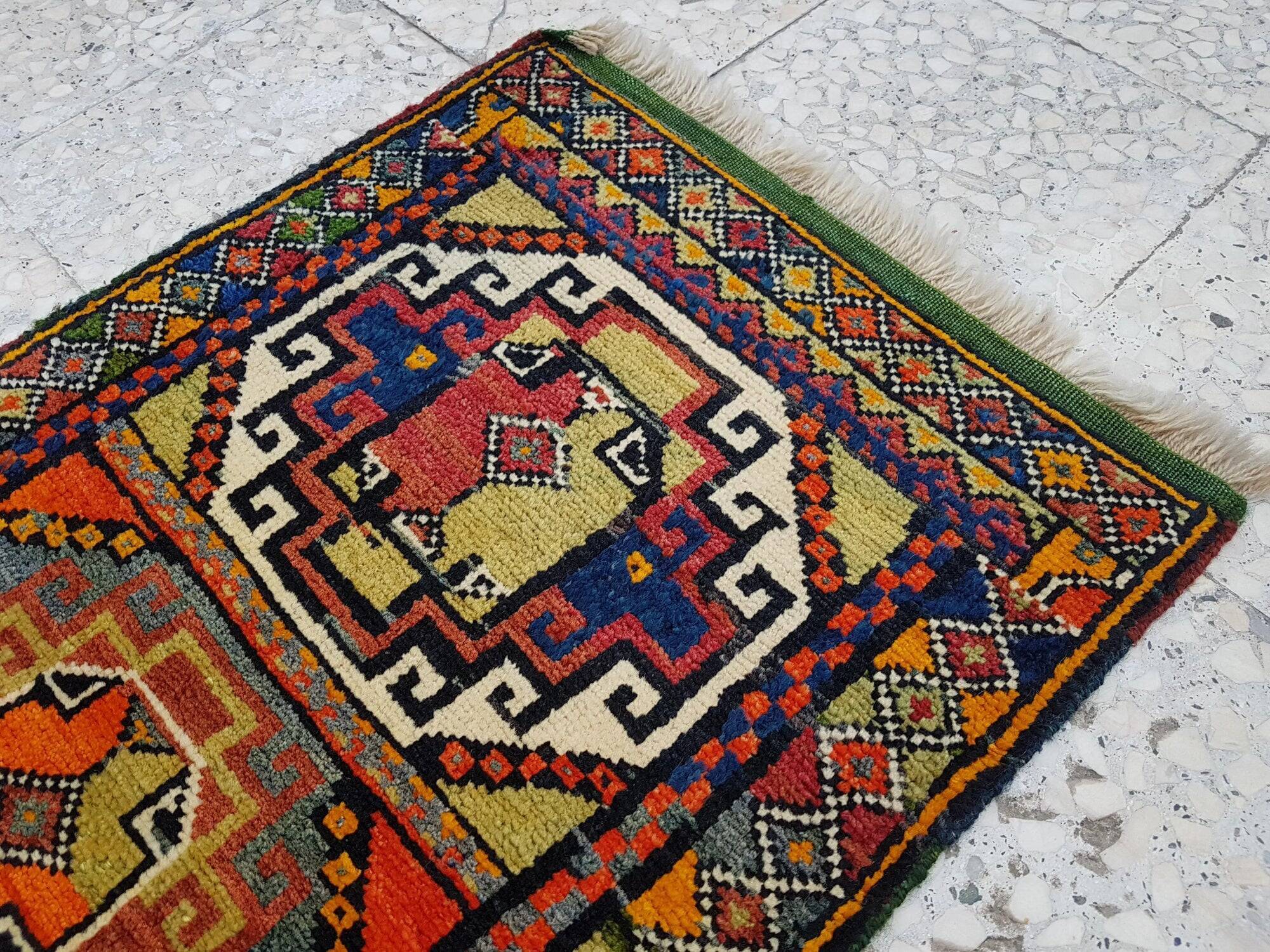 Vintage Turkish handmade rug 56x100 cm