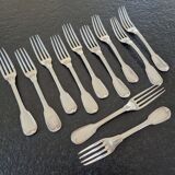 Charles Salomon Mahler (XIX) - Series of 11 table forks - In sterling silver 950/1000