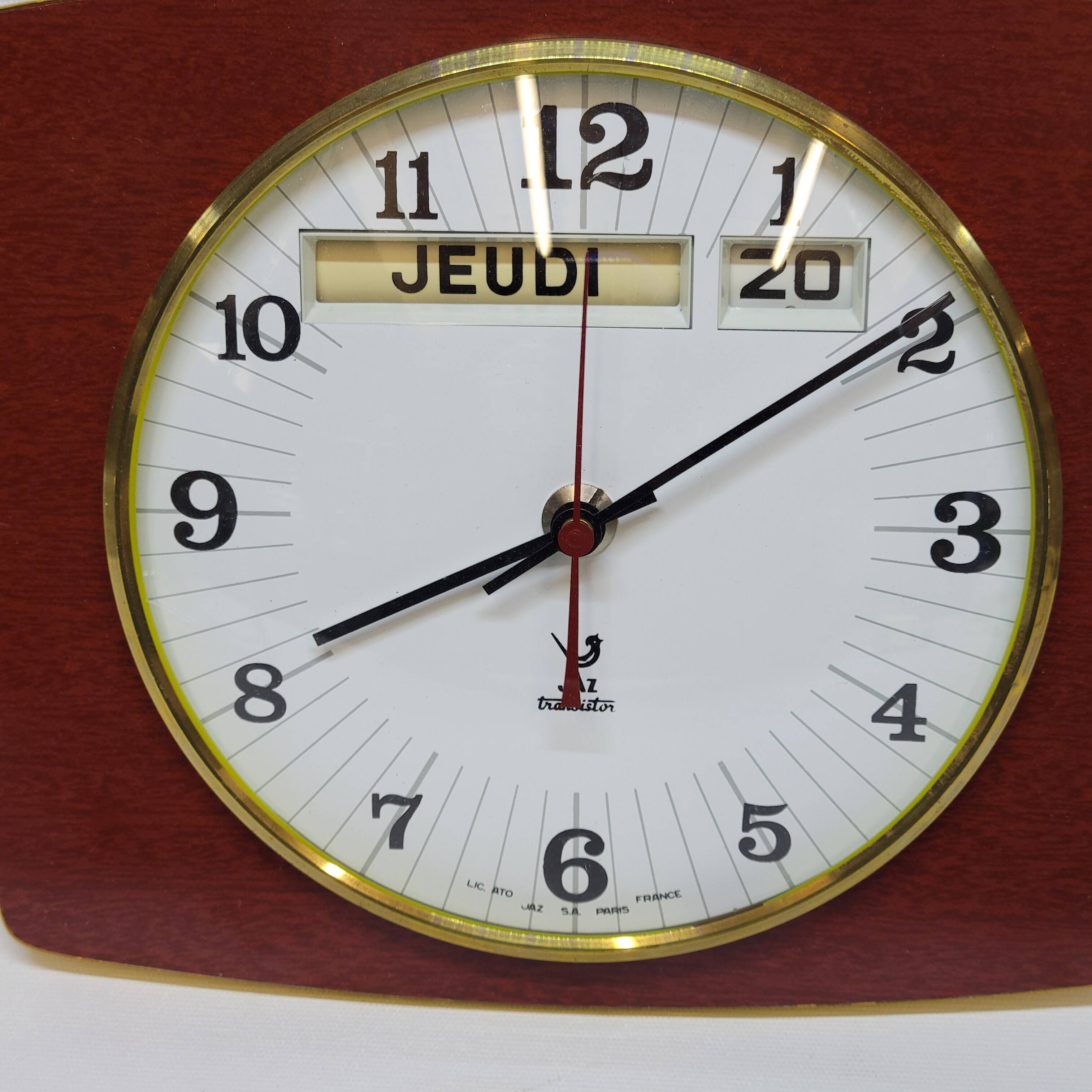 Vintage Jaz Transistor Wall Clock with Day and Date Calendar Formica