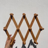 Vintage zigzag extendable coat rack in pine wood 80