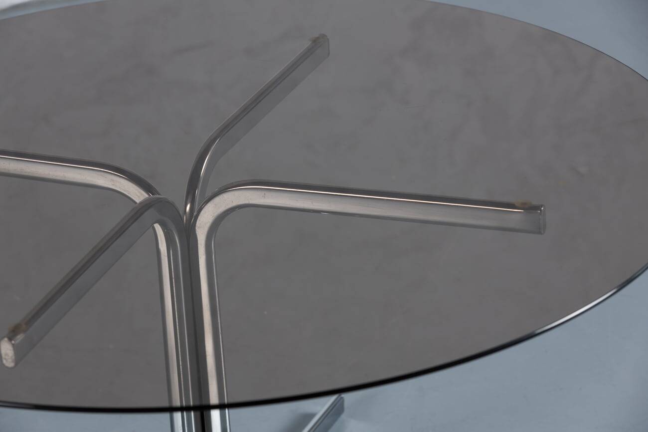 Vintage smoked glass and chrome coffee table, Denmark, 1970s
