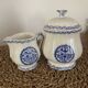 Milk or cream jug and sugar bowl with Gien earthenware lid, Rouen model 32