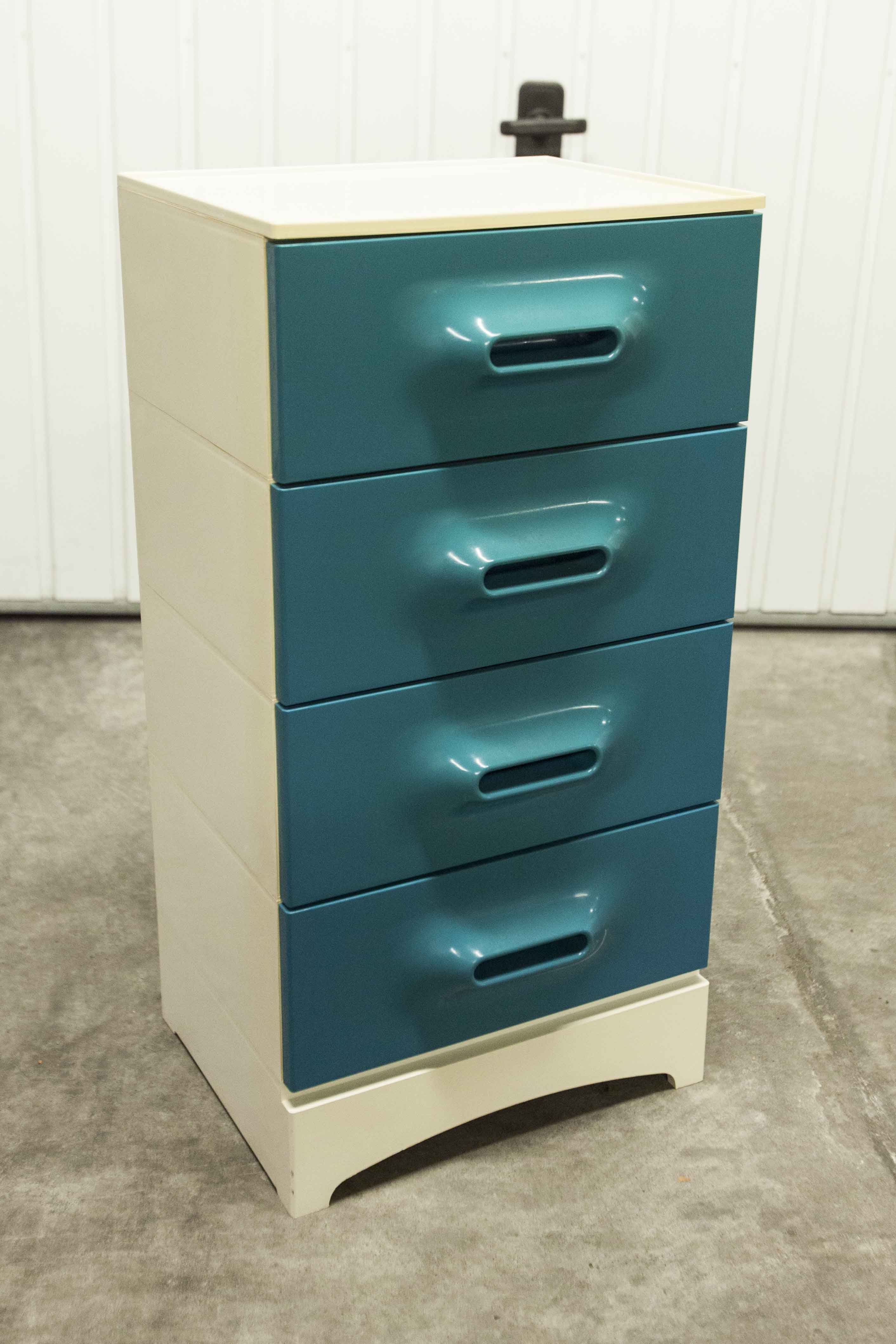 Commode vintage bleu canard 1970