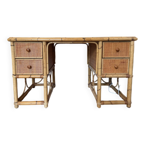 Bureau rotin, osier tressé - bois