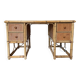 Rattan desk, woven willow and wood