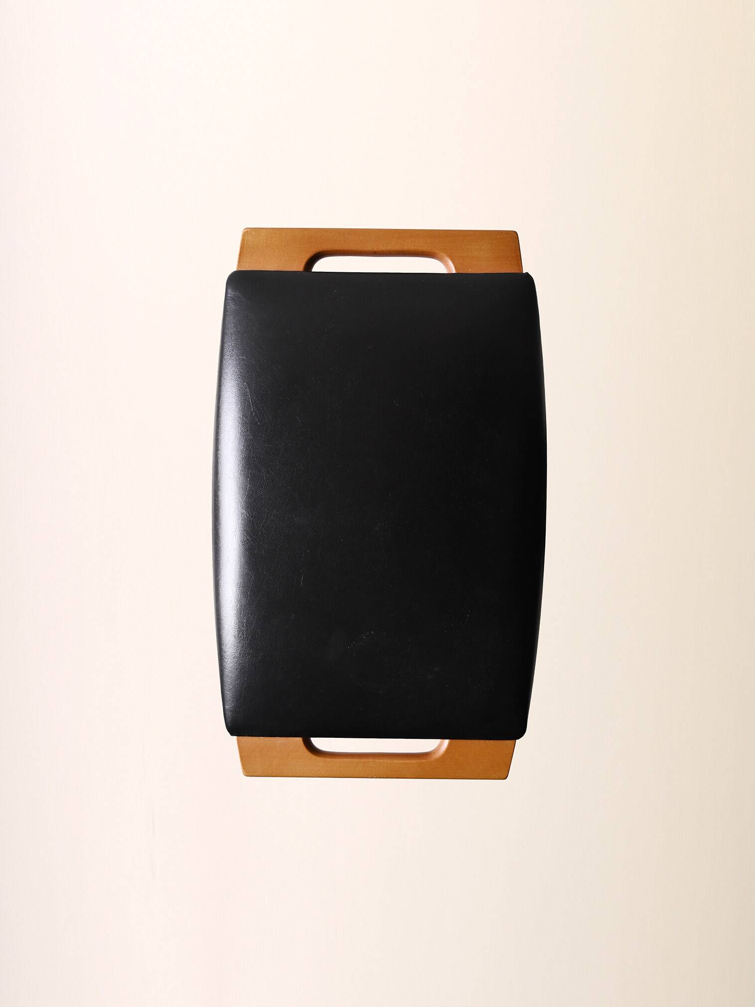 Vintage stool in wood and leather