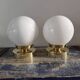 Set of two white opaline ball wall lights