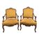 2 fauteuils Louis XV en noyer sculpté