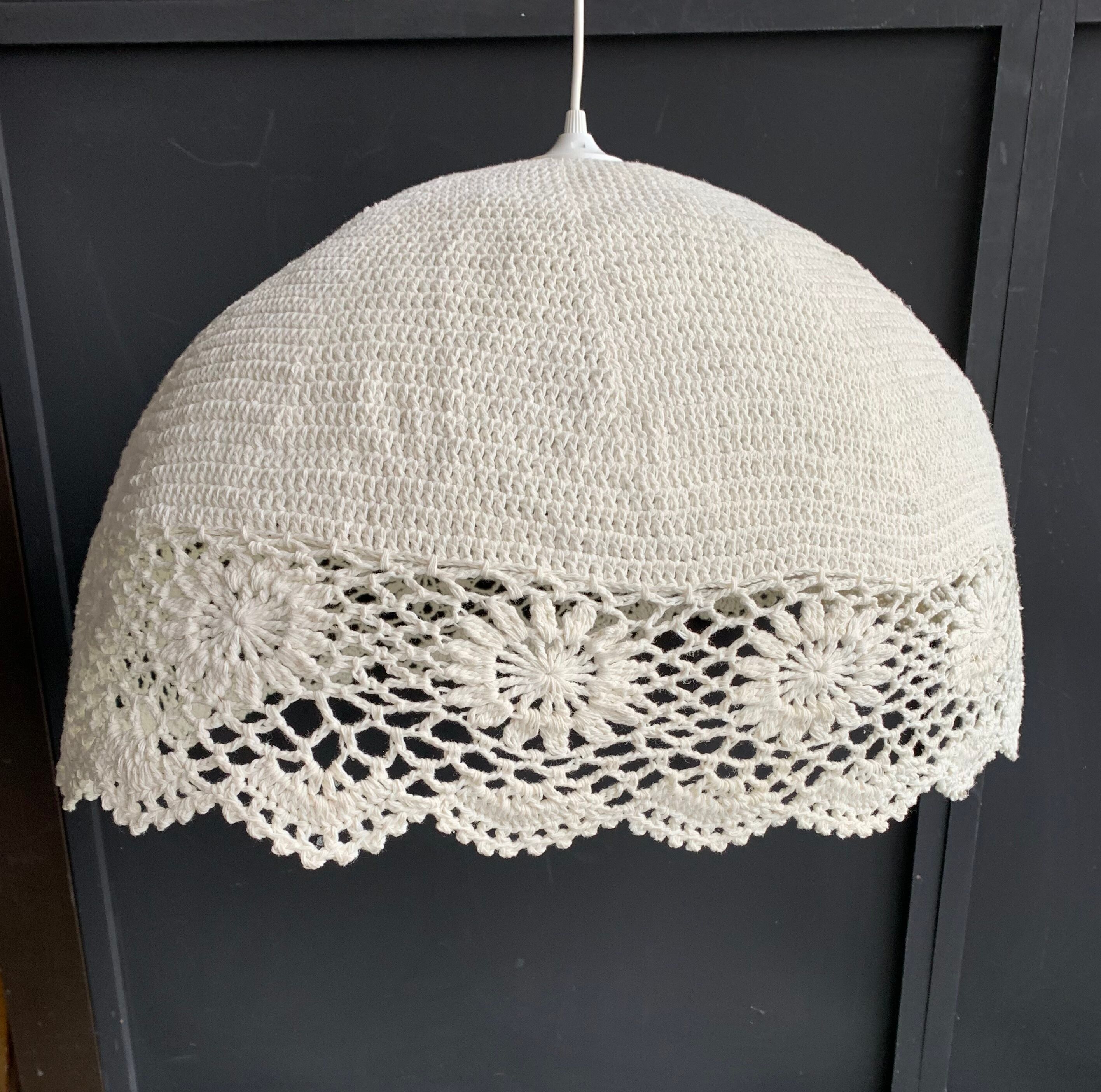Very large white crochet hanging