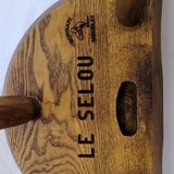 Brutalist olive tripod milking stool "le selou" aveyron