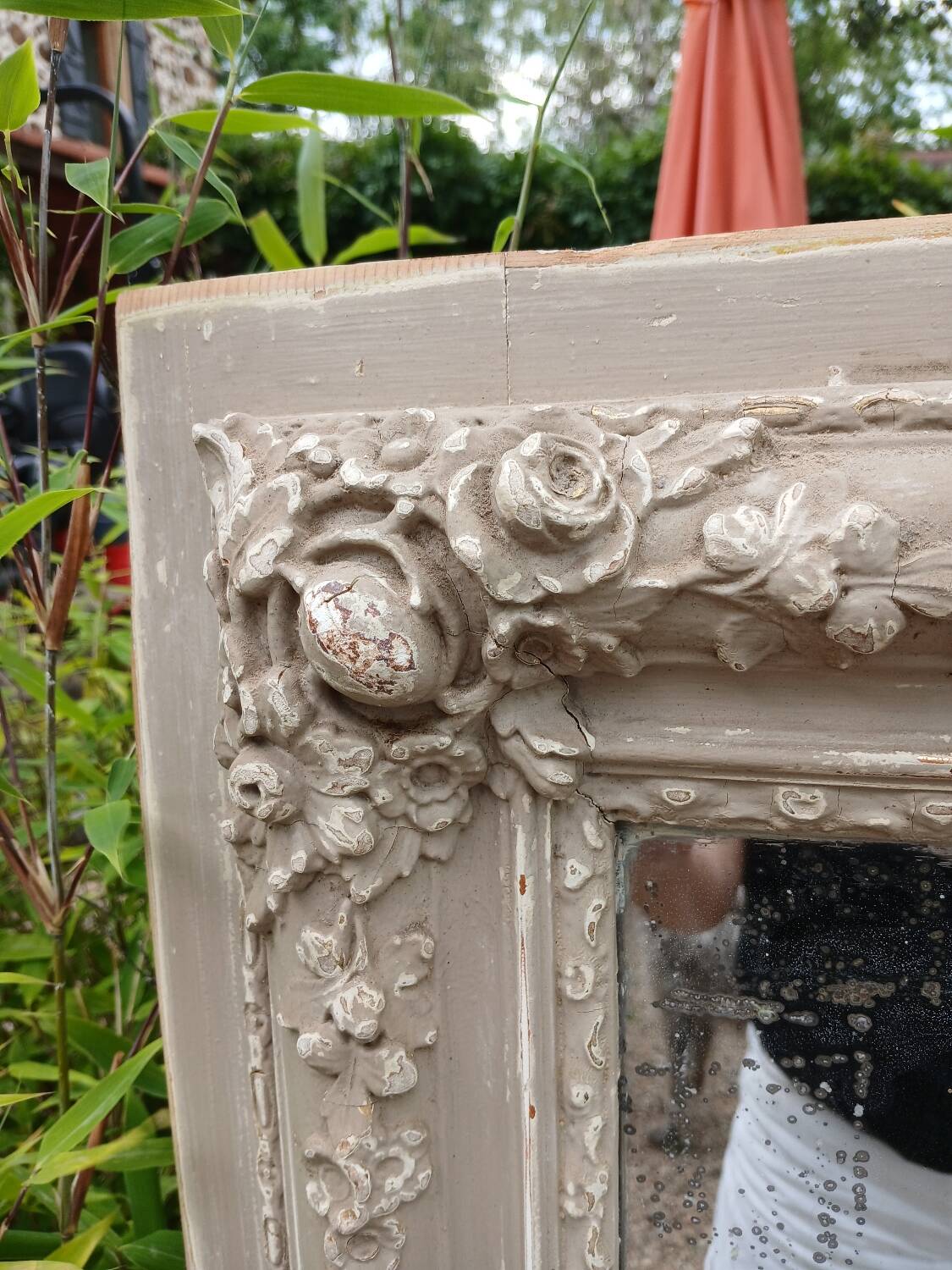 Large antique mirror/wooden frame