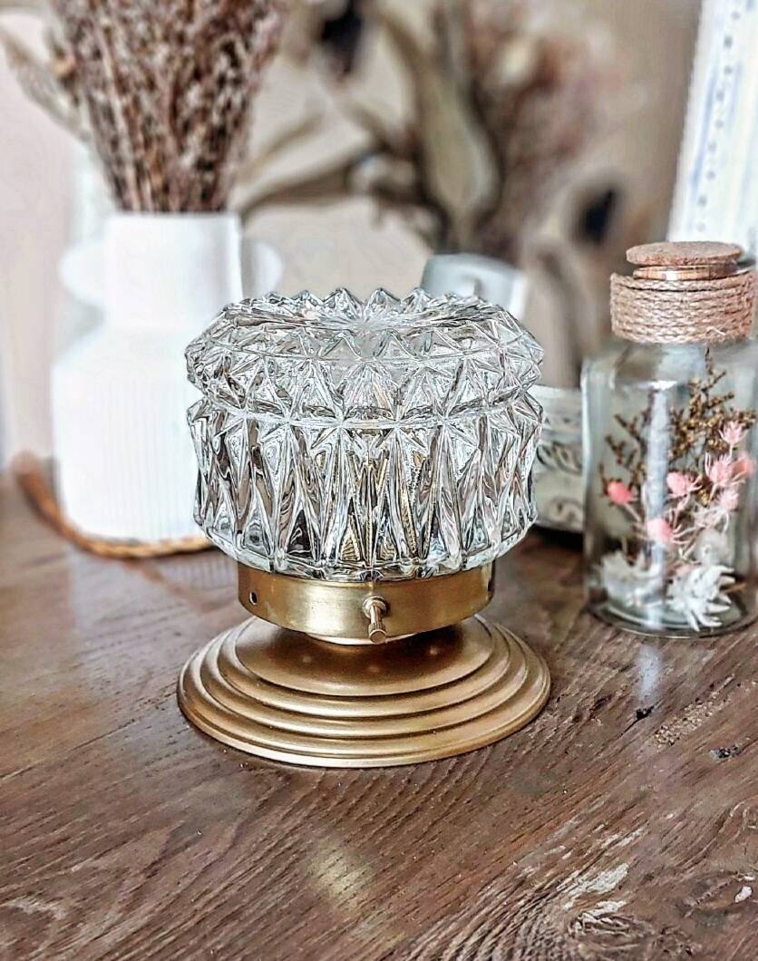 Vintage chiseled glass lamp