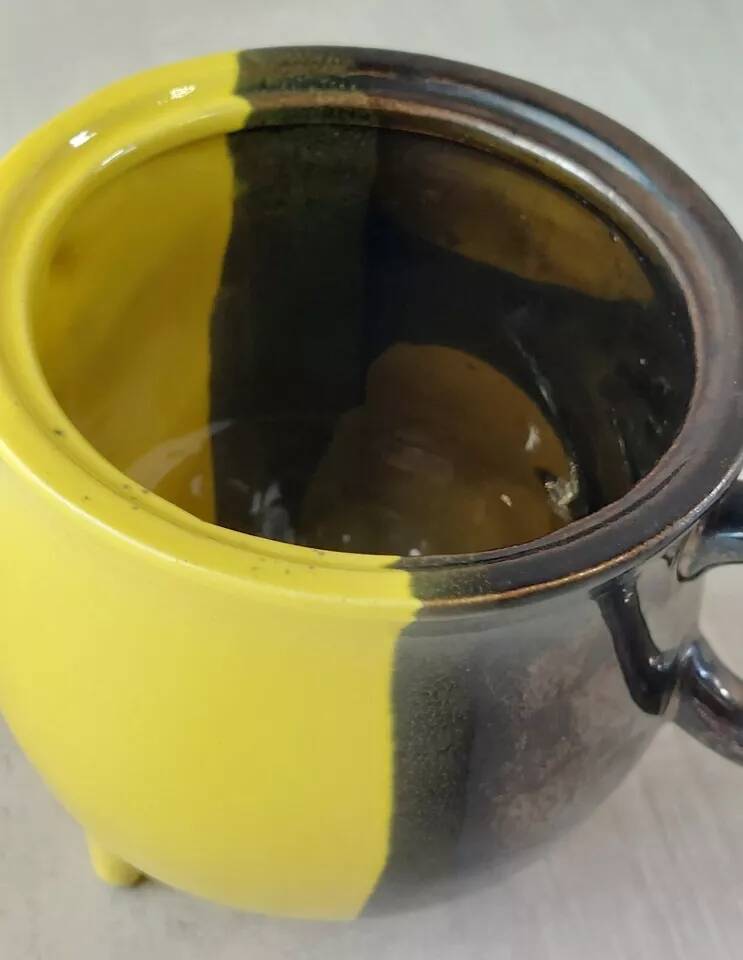 Antique sugar bowl, two-tone ceramic, Luc Lucchesi, from Vallauris