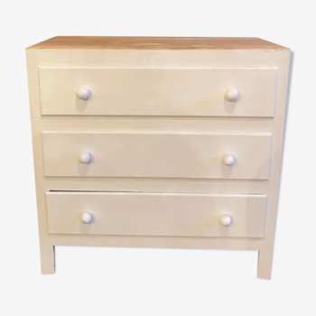 Commode bois brut & blanc craie