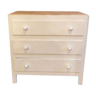 Commode bois brut & blanc craie